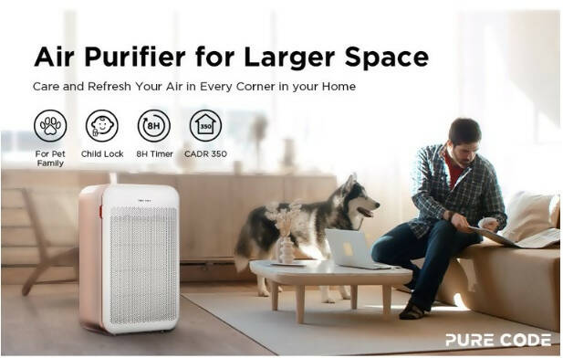 PURE CODE APU-S1WUS Air Purifier for Home Large Room Up To 1610 SQ FT Coverage With Washable Pre Filter