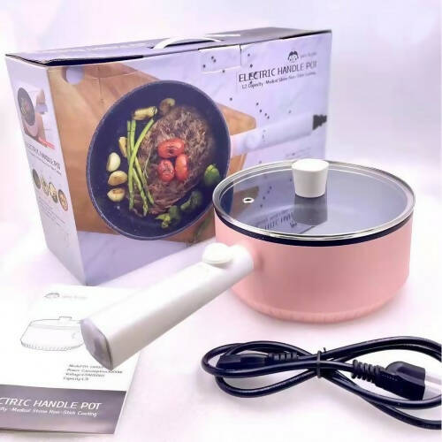 1.2L Electric Cooking Pot Stainless Steel Mini Skillet for Noodles, Soup, Porridge, Eggs, Pasta