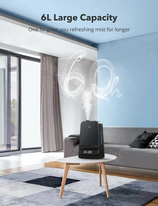 TaoTronics TT-AH044 6L Cool Mist Humidifier, LED Display 26DB Whisper Quiet, Black