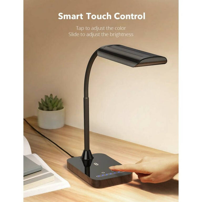 TaoTronics TT-DL11 Dimmable LED Desk Lamp with USB Charging Port, Flexible Gooseneck Table Lamp, 35 Lighting Modes, Black