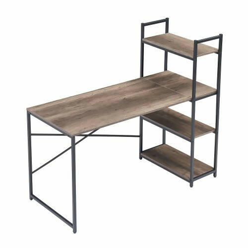 Reversible Office Desk with 4-Tier Shelves, CPU Stand for Home, Bedroom, Office