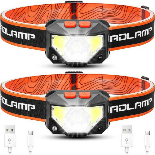 2 包 USB 可充電 LED 前照燈，具有 8 種照明模式，用於跑步、騎行、攀爬、釣魚