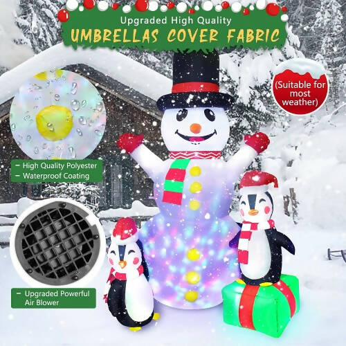 6 英尺充氣雪人和企鵝，聖誕庭院裝飾，內置 LED 燈，適用於室內、室外、家居、草坪、聖誕裝飾