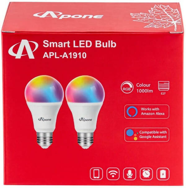 Apone Smart RGB 900 Lumen Lloyd Bulbs - 2 Pack