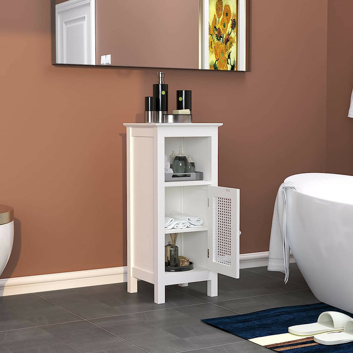 HOMEFORT Bathroom Single Door Cabinet with Adjustable Shelf (White)