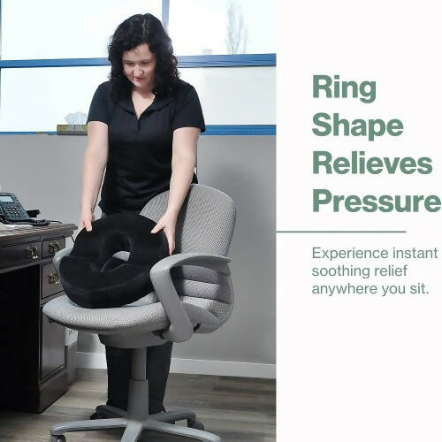 Therapeutic Memory Foam Pillow, Ergonomic Donut Cushion for Tailbone Pelvic Hip Pain Relief Recovery