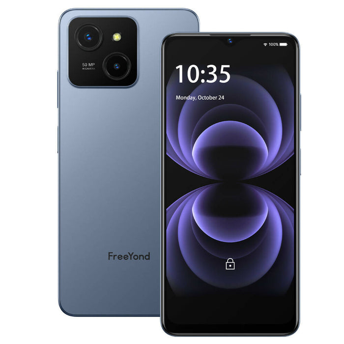 FreeYond M5A 智能手機，FHD+6.6 吋顯示屏，256G - 藍色/黑色 - 已解鎖