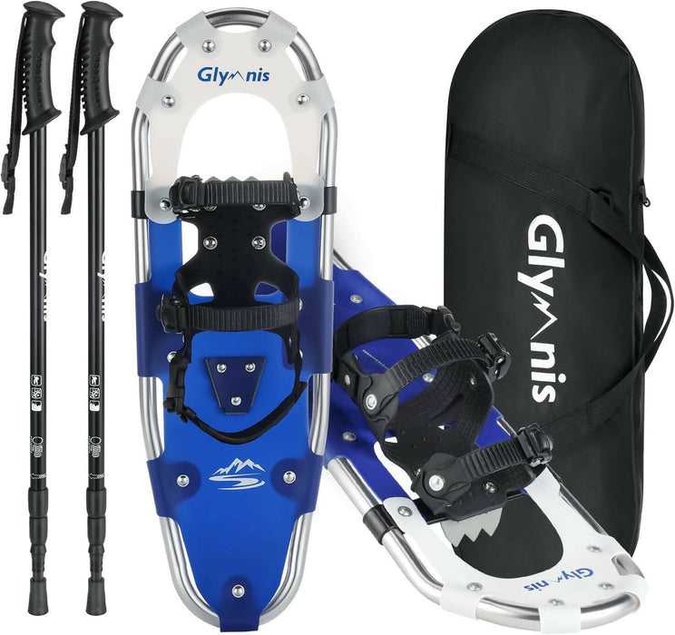 Glymnis Snowshoes Lightweight for Men Women , Aluminum Alloy Snow Shoes with Trekking Poles and Carrying Tote Bag, 30"