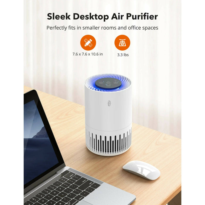 TaoTronics TT-AP001 360° Aerodynamic Filtration Air Purifier with True HEPA, White