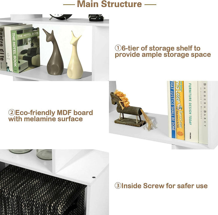 HOMEFORT Wood Geometric 5-Tier Modern Bookcase, Open Shelf and