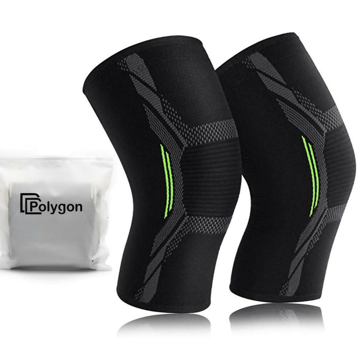 Polygon Knee Compression Sleeve 2 Pack for Men and Women - Large Size